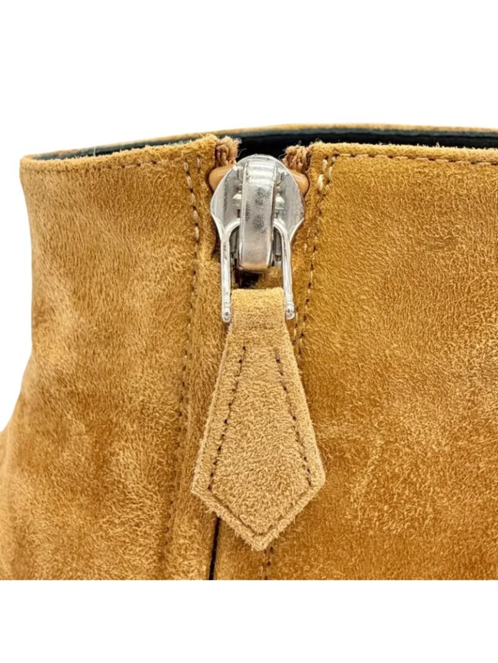 Hermes Suede Leather Carriage Logo Side Zip Short Boots Ankle Camel Brown